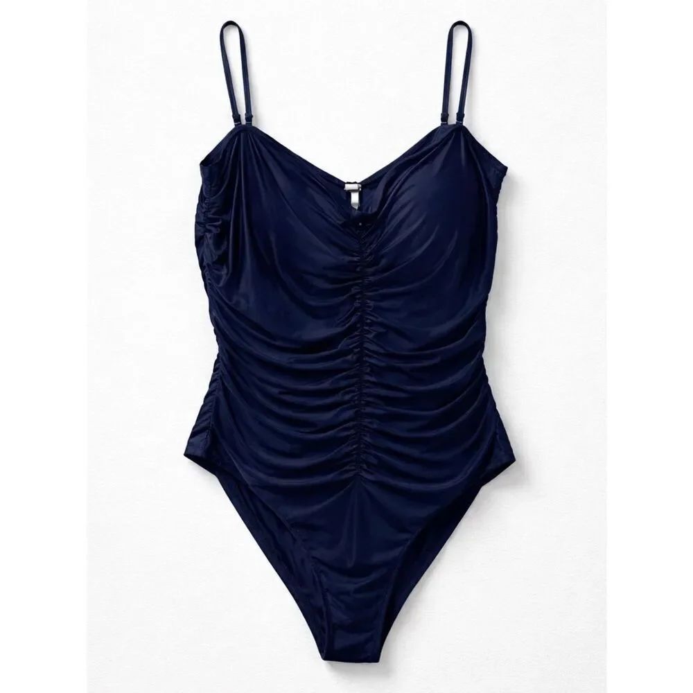 J.Crew Navy Blue Ruched swimsuit size 22 NWT